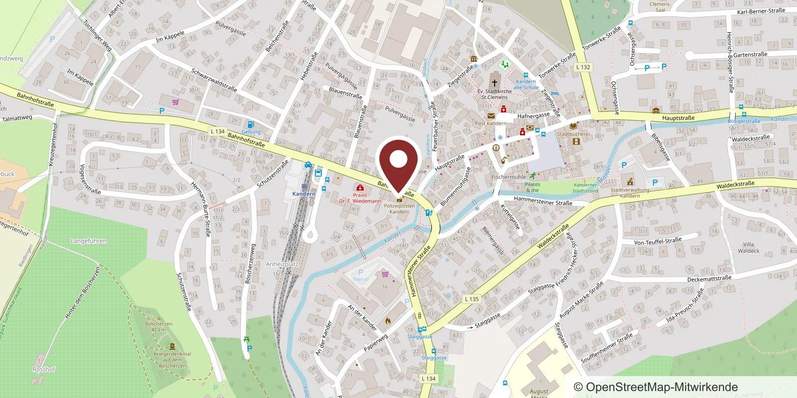 Karte: Gesundheitszentrum Sutter, Bahnhofstraße 3, 79400 Kandern